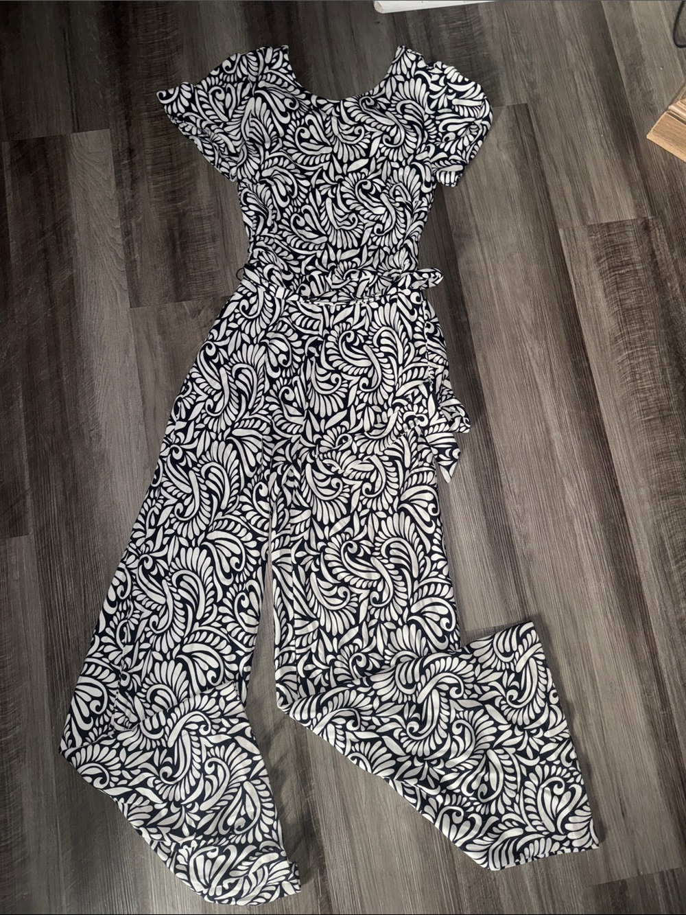 Boden 6 jumpsuit one piece outfit black white belted women’s casual work wear
